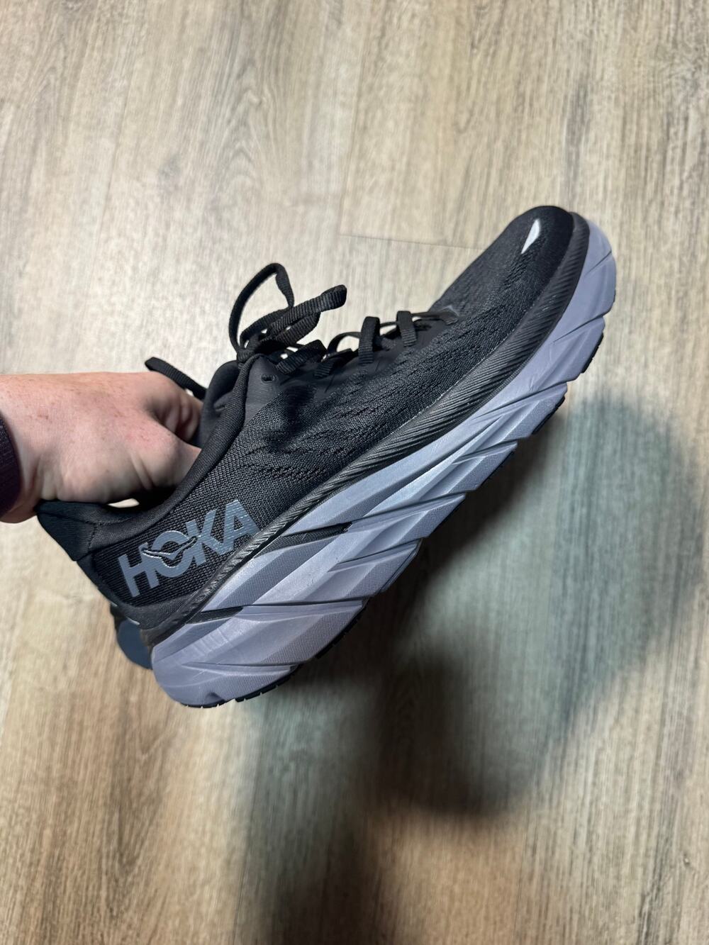 HOKA Men's One One Clifton 8 Sneakers in Black & Gray